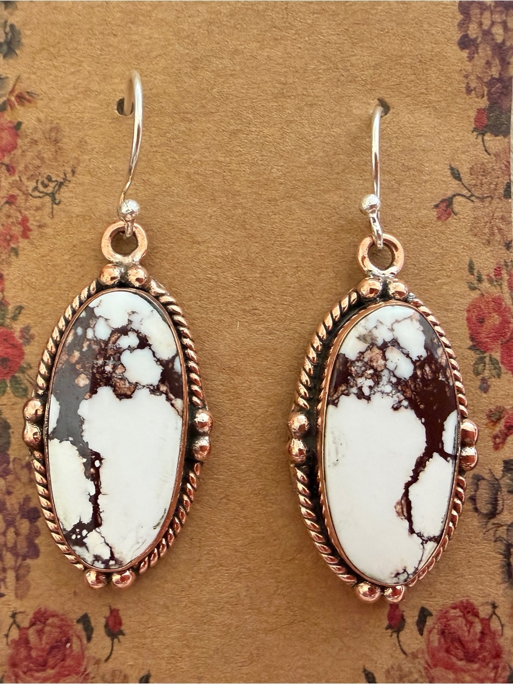 ❤️ Wild Horse Jasper Copper Earrings With Sterling French Hooks 1.70”L Beautiful - Picture 6 of 11